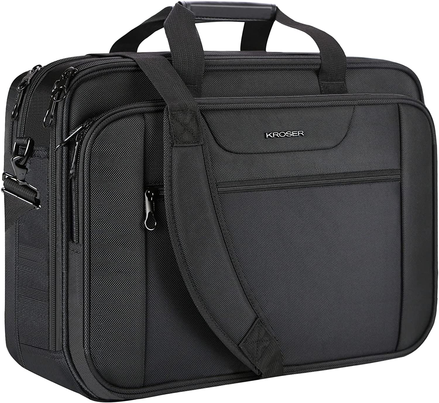 230816072402508_1 KROSER Laptop Bag XXL Laptop Briefcase Fits Up to 18 Inch Laptop Water-Repellent Gaming Computer Bag Shoulder Bag Expandable Capacity for Travel/Business/School/Men-Black - Image 1
